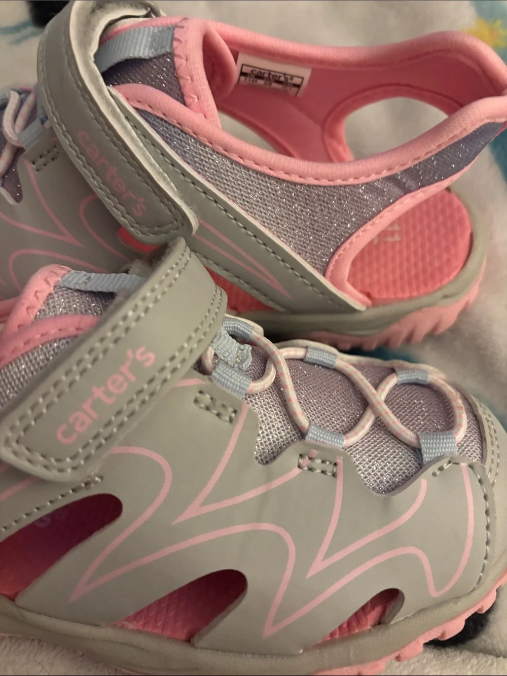 Carters Girls Kids Light Pink & Gray Active Sandals
